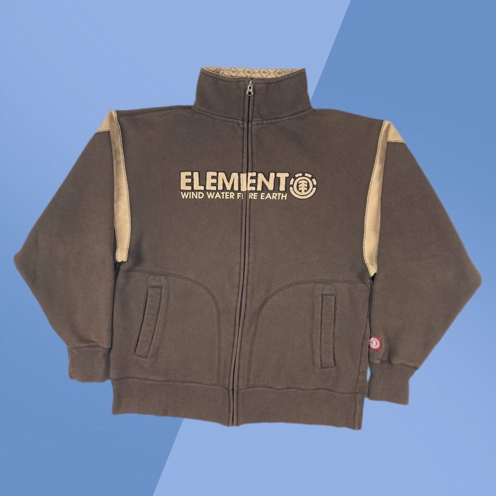 Element Skateboards Brown Embroidered Script L/S Full Zip Jacket Men's S